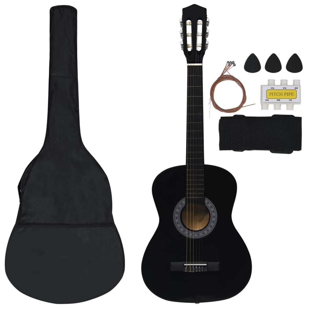 Vidaxl Guitar Guitar Set Classic Beginner 3 4 36 Black