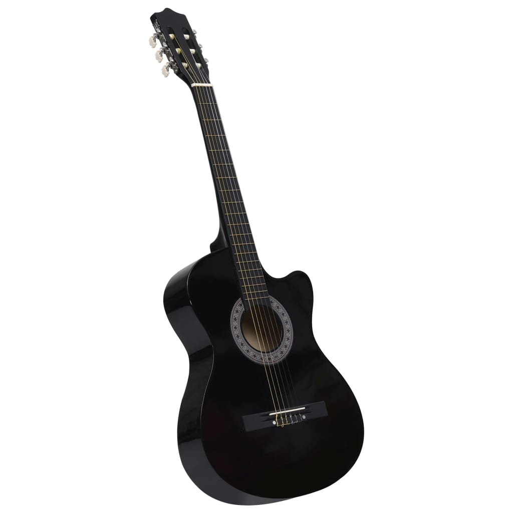 Vidaxl Guitar Schnëtt mat 6 Strécke Western Classic 38 Schwaarz