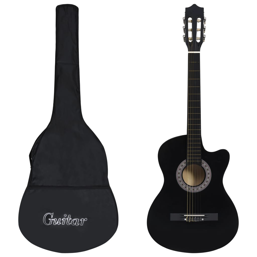 Vidaxl Set di chitarra in 12 parti con 6 corde Western Classic 38 Black