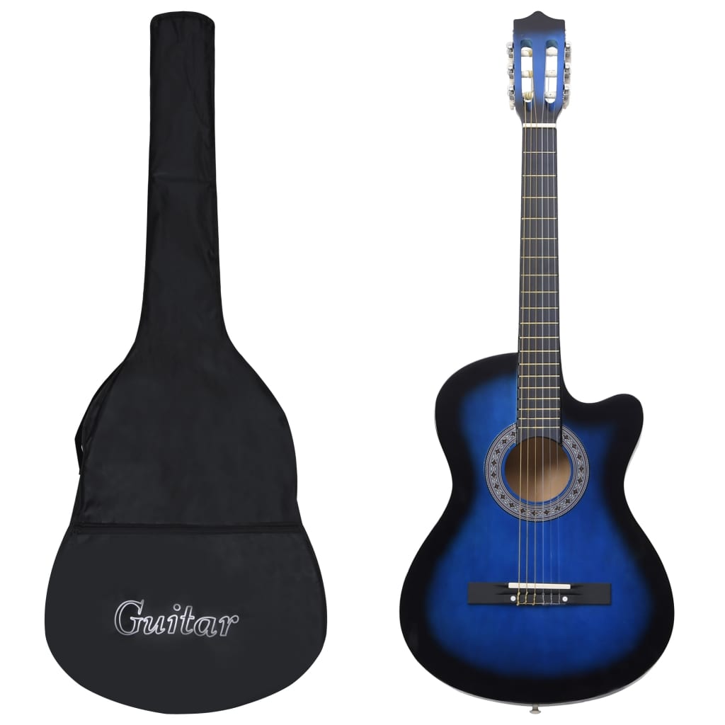 Vidaxl Set di chitarra in 12 parti con 6 corde Western Classic 38 Blue