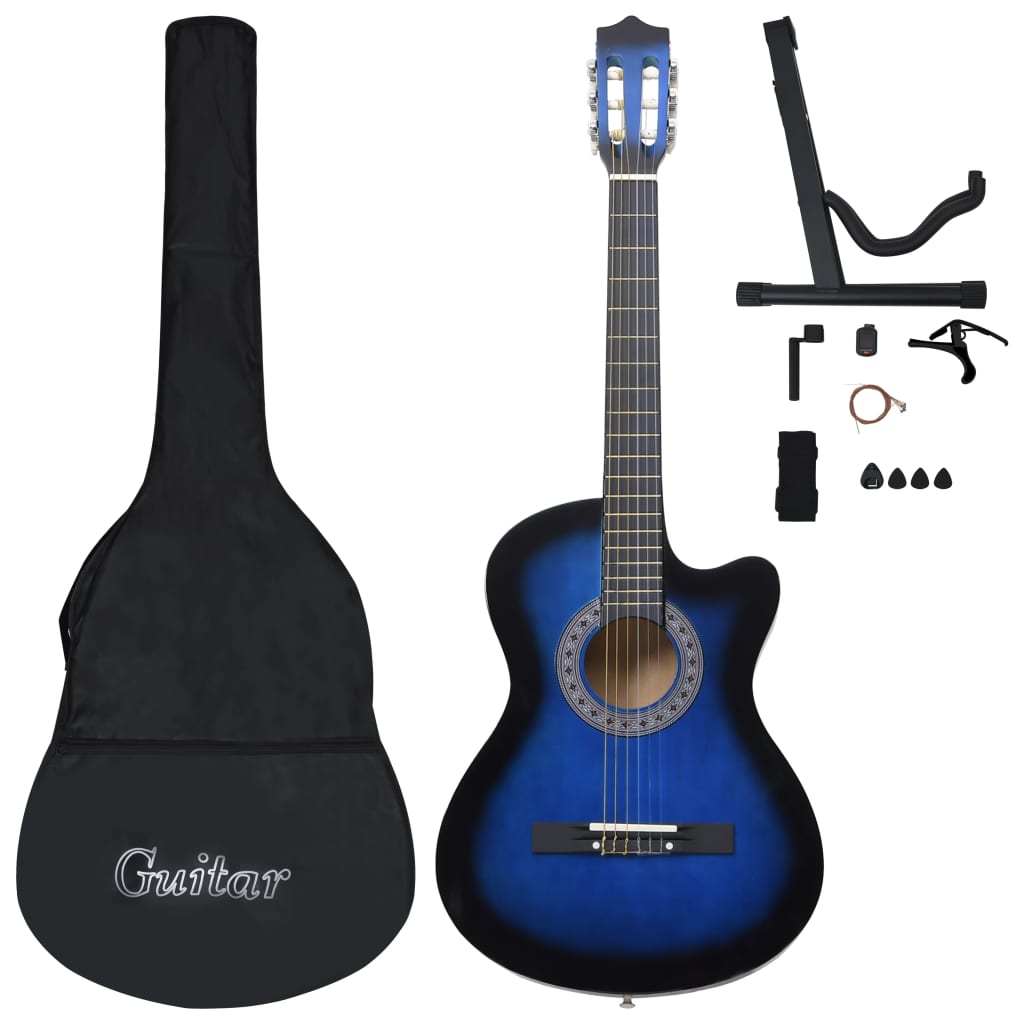 12-częściowy zestaw gitar Vidaxl z 6 strunami Western Classic 38 Blue