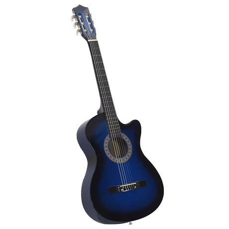 Vidaxl ensemble de guitare 12 pièces avec 6 cordes western classic 38 bleu