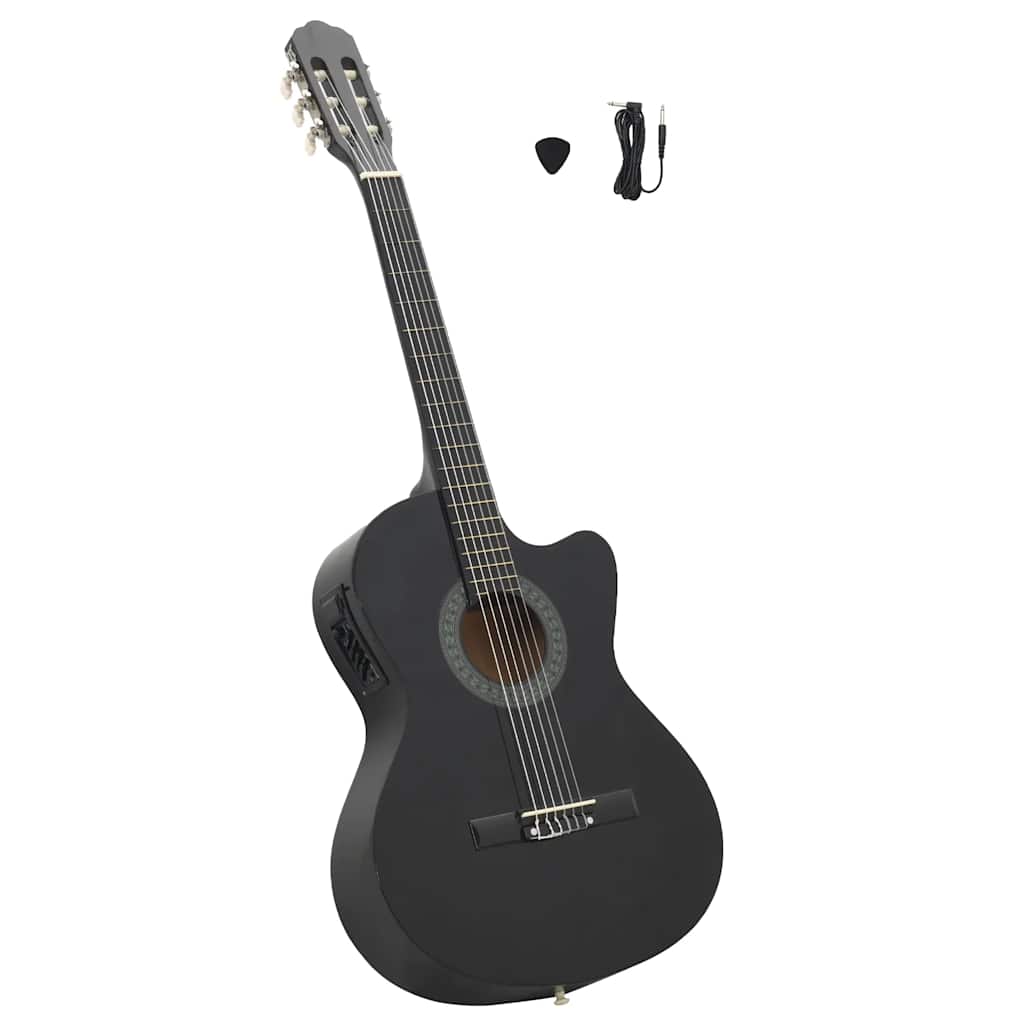 Vidaxl guitare pan coupé avec égaliseur 6 cordes western classique noir
