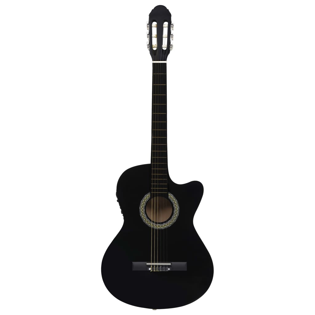 Vidaxl Guitar Schnëtt mat Gläichgewiicht 6 Snoweds Western Classic Black