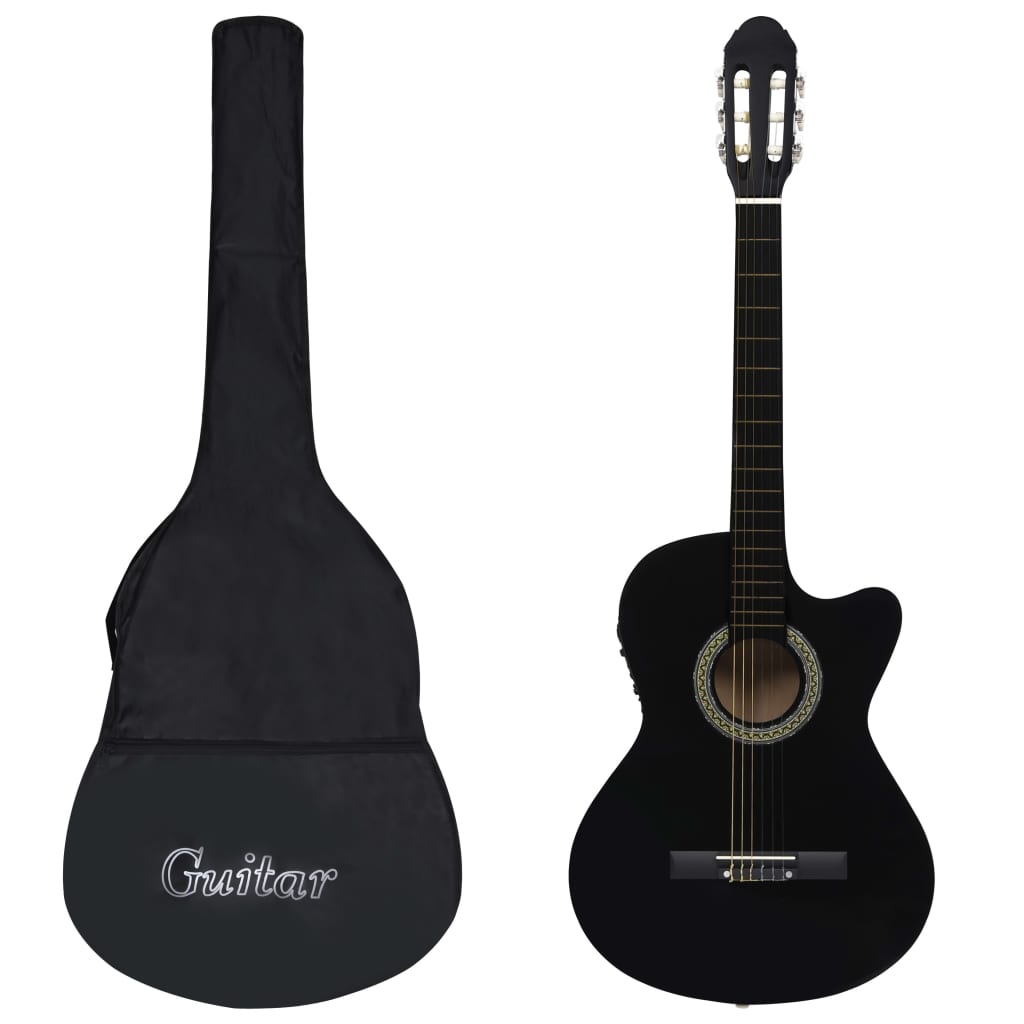 Vidaxl Juego de guitarra de 12 piezas con ecualizador y 6 cuerdas Western Black