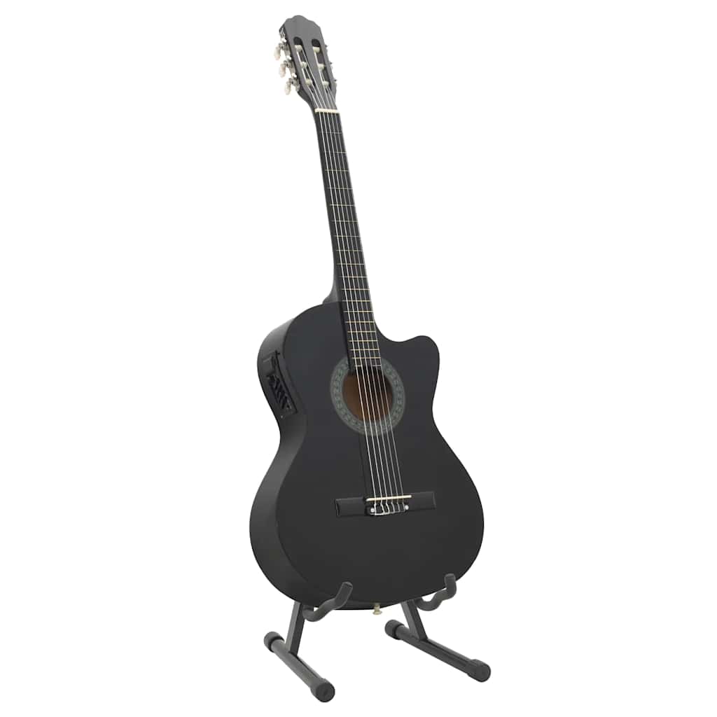 Vidaxl set de guitare 12 pièces avec égaliseur et 6 cordes western noir