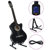 Ensemble de guitare vidaxl 12 pièces avec égaliseur et 6 cordes occidentales noir