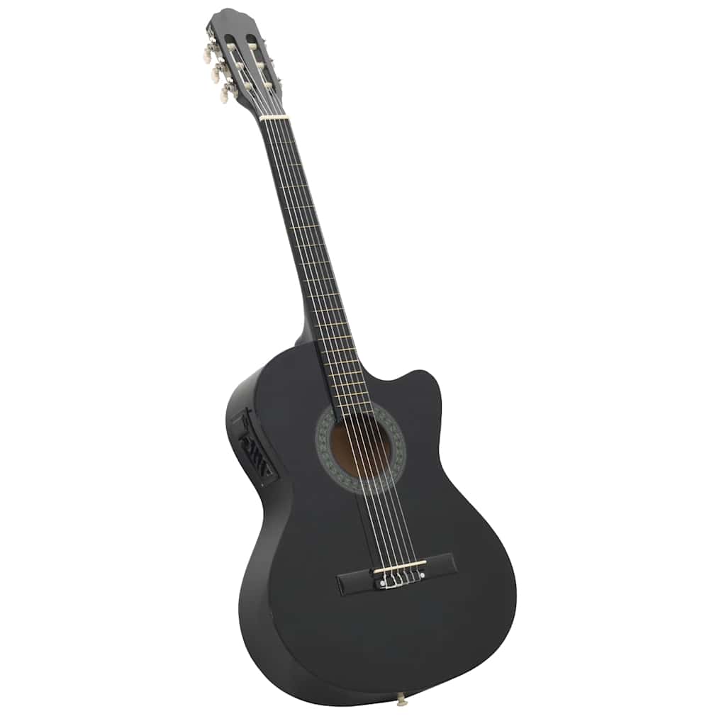 Vidaxl set de guitare 12 pièces avec égaliseur et 6 cordes western noir