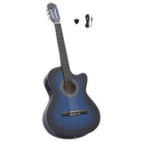 Guitare vidaxl Cutaway avec égaliseur 6 cordes occidentales classiques bleu