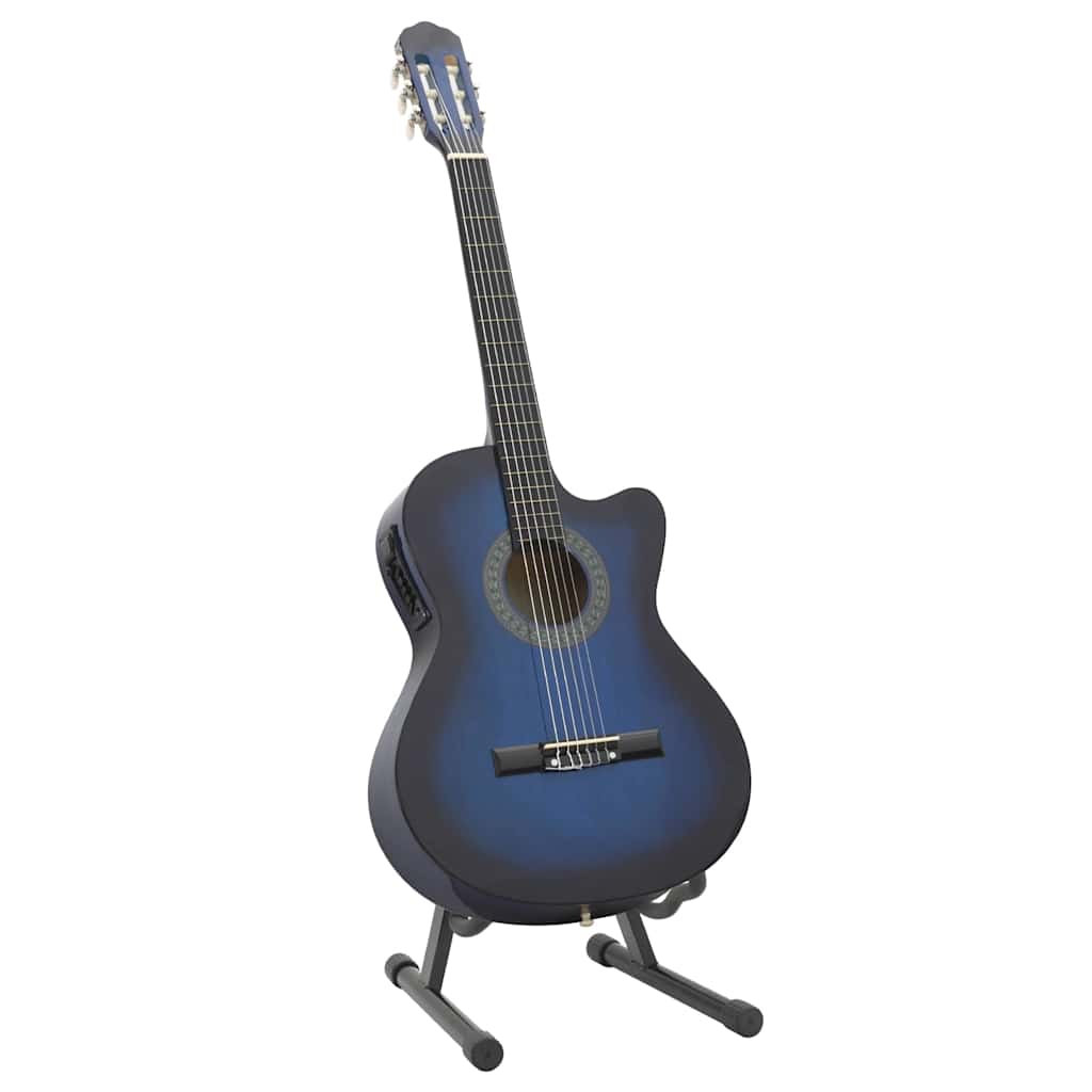 Vidaxl ensemble de guitare 12 pièces avec égaliseur et 6 cordes western bleu
