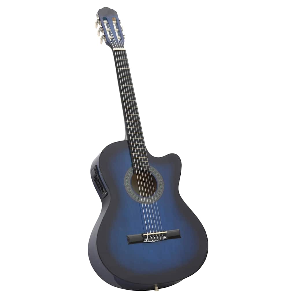 Vidaxl ensemble de guitare 12 pièces avec égaliseur et 6 cordes western bleu