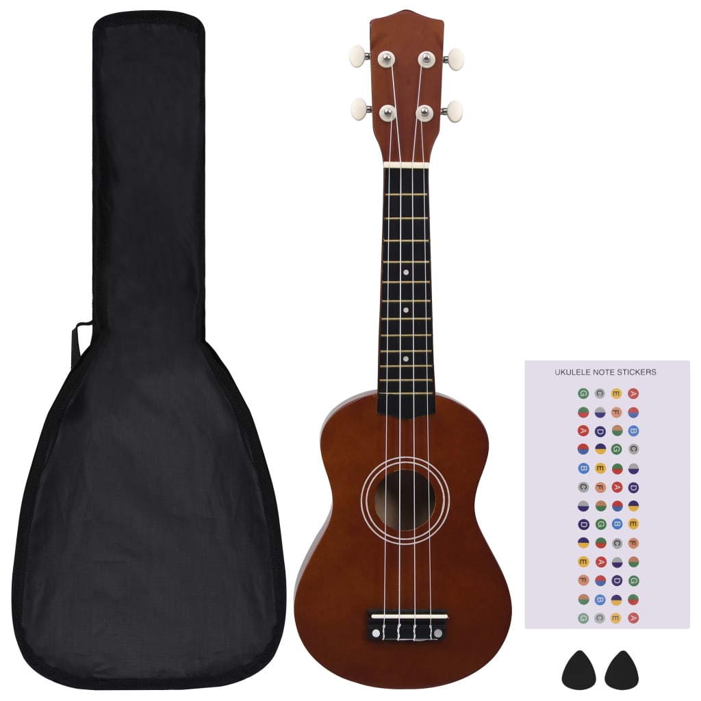 Vidaxl ukuleleset z torbo za otroke Soprano 21 '' Darkhout obarvana