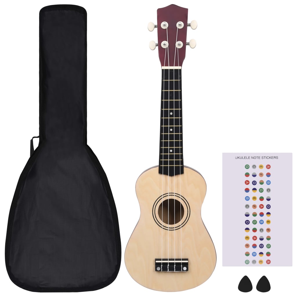 VidaXL Ukuleleset with bag for children soprano 21 '' lightwood colored