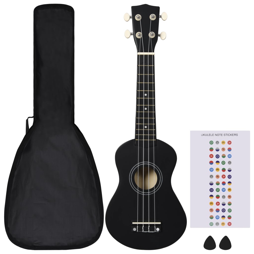 Vidaxl Ukuleleset with bag for children soprano 21 '' black