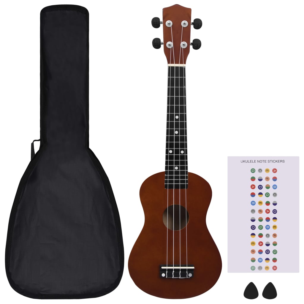 Vidaxl Ukuleleset med veske for barn Soprano 23 '' Darkhout farget