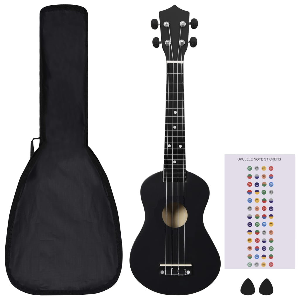 Vidaxl ukuleleset met tas voor kinderen sopraan 23'' zwart