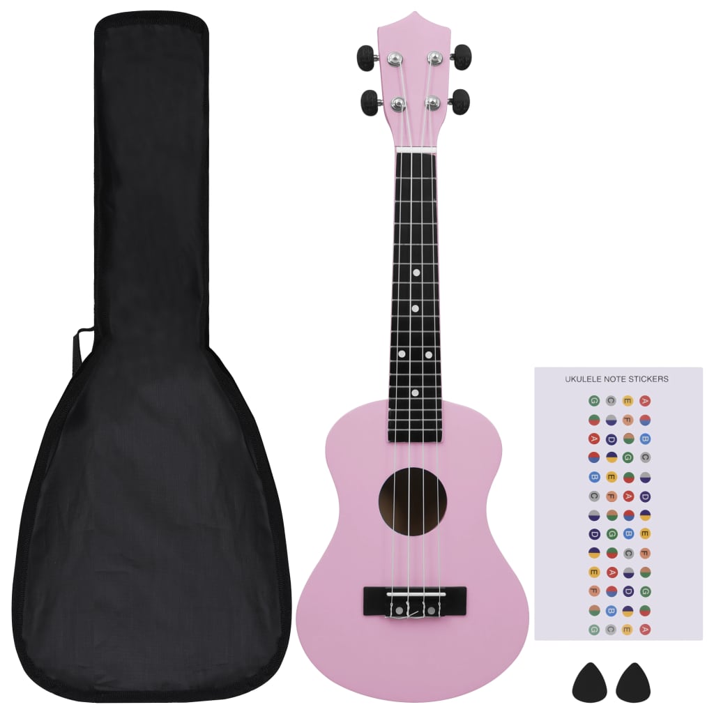 Vidaxl ukuleleset con borsa per bambini soprano 23 '' rosa