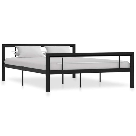 Vidaxl bedframe metaal zwart en wit 140x200 cm