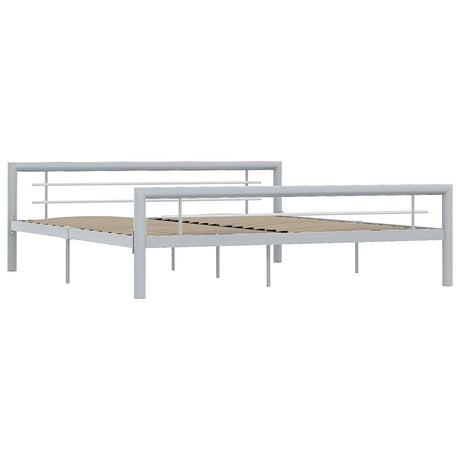 Vidaxl bedframe metaal grijs en wit 180x200 cm
