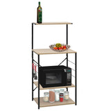 Vidaxl Microwave Armoire 60x39.6x123 cm Bois transformé en noir et en chêne de couleur