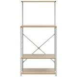 Armoire à micro-ondes Vidaxl 60x39.6x123 cm Bois transformé en blanc et en chêne de couleur
