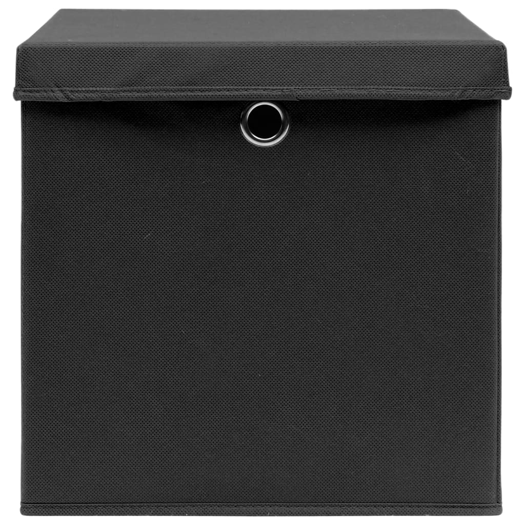 Boîtes de rangement vidaxl avec couvercle 10 pcs 32x32x32 cm tissu noir