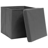 Boîtes de rangement Vidaxl avec couvercle 4 PCS 32x32x32 cm Gray