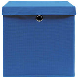 Boîtes de rangement vidaxl avec couvercle 10 pcs 32x32x32 cm Bleu