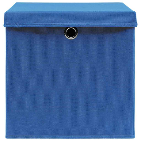 Boîtes de rangement vidaxl avec couvercle 10 pcs 32x32x32 cm Bleu