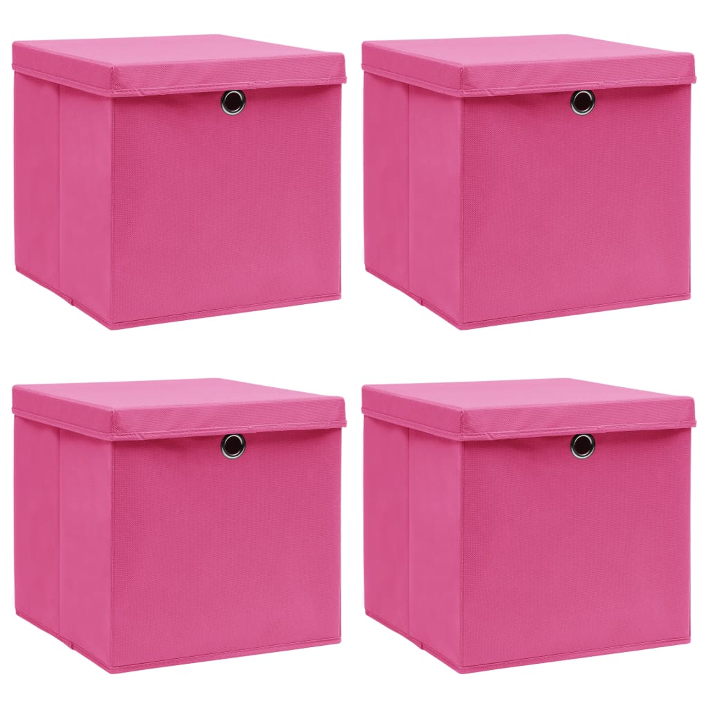 Vidaxl Storage boxes with lid 4 pcs 32x32x32 cm Fabric pink