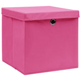 Vidaxl opbergboxen met deksel 4 st 32x32x32 cm stof roze