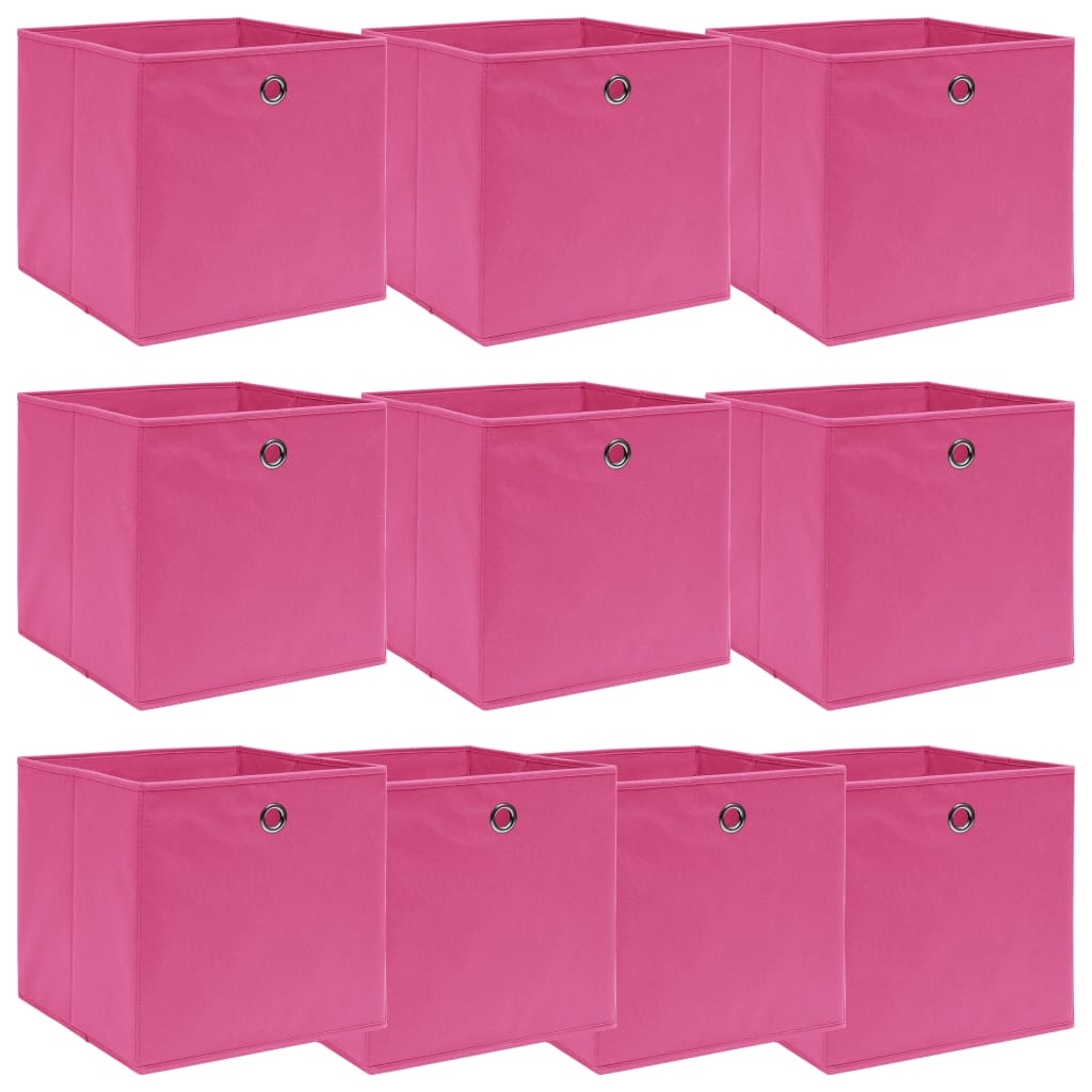 Cajas de almacenamiento de Vidaxl 10 PCS 32x32x32 CM Fabric Pink