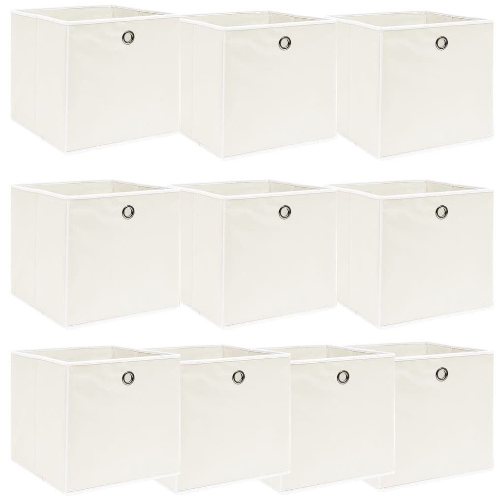 Scatole di archiviazione Vidaxl 10 PC 32X32X32 CM tessuto bianco