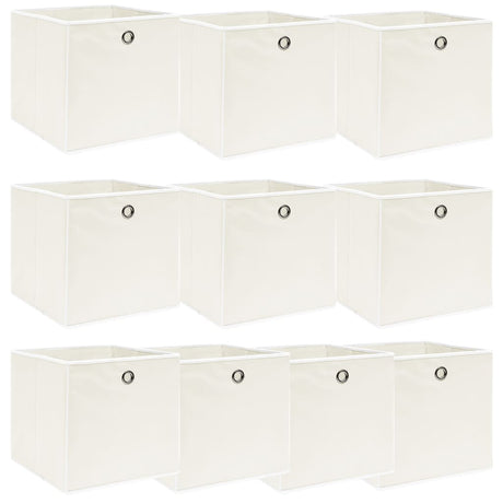 Boîtes de rangement Vidaxl 10 PCS 32x32x32 cm Fabric blanc