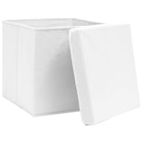 Boîtes de rangement vidaxl avec couvercle 10 pcs 32x32x32 cm tissu blanc