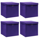 Cajas de almacenamiento de Vidaxl con tapa 4 PCS 32x32x32 CM Fabric Purple