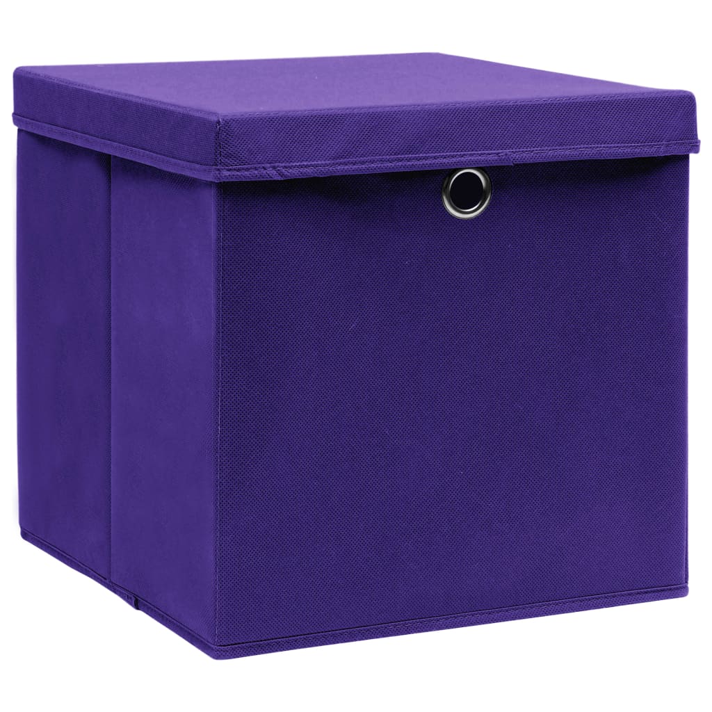 Úložné boxy Vidaxl s víkem 4 ks 32x32x32 cm tkanina fialová