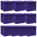 Boîtes de stockage Vidaxl avec couvercle 10 PCS 32x32x32 cm Fabric pourpre