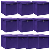 Vidaxl storage boxes with lid 10 pcs 32x32x32 cm fabric purple