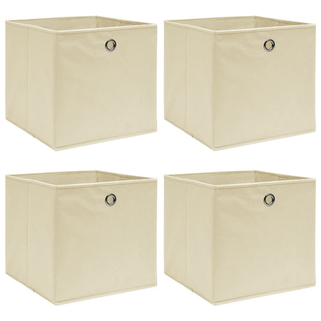 Boîtes de rangement Vidaxl 4 PCS 32x32x32 cm Crème de tissu -colore