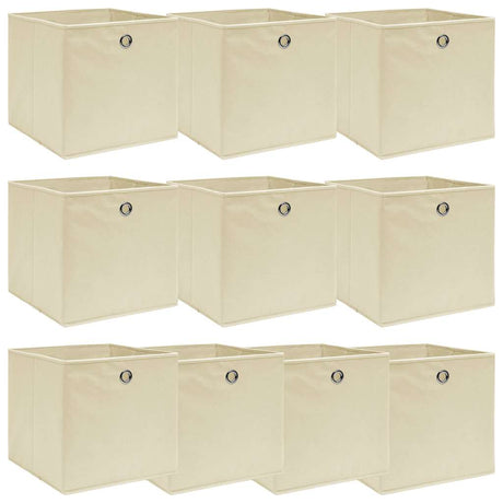 Boîtes de rangement Vidaxl 10 PCS 32x32x32 cm Crème de tissu -colore