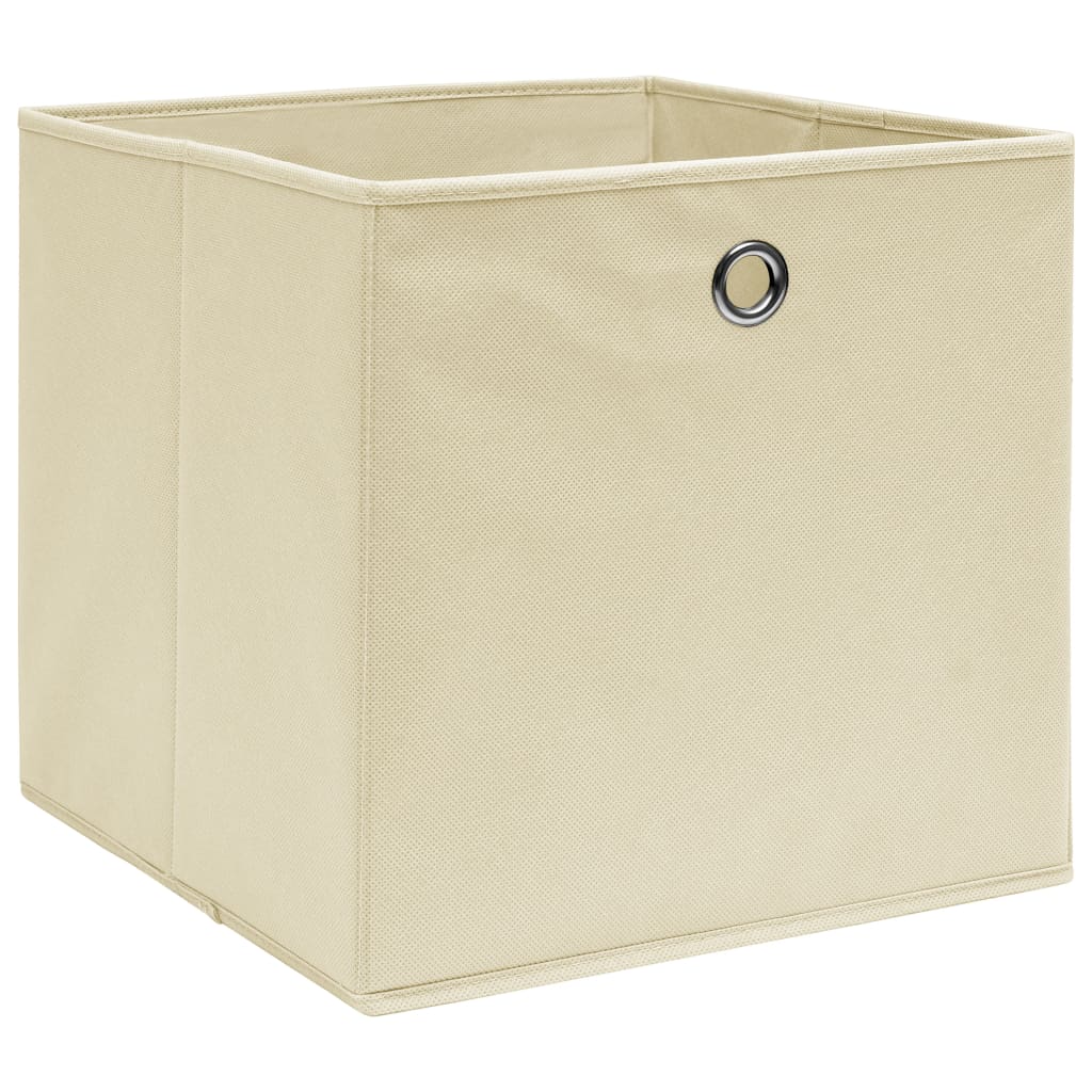 Vidaxl opbergboxen 10 st 32x32x32 cm stof crèmekleurig