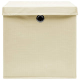 Scatole di archiviazione Vidaxl con coperchio da 10 pezzi 32x32x32 cm Crema in tessuto -Collorato