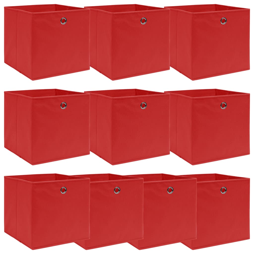 Boîtes de stockage Vidaxl 10 PCS 32x32x32 cm Red