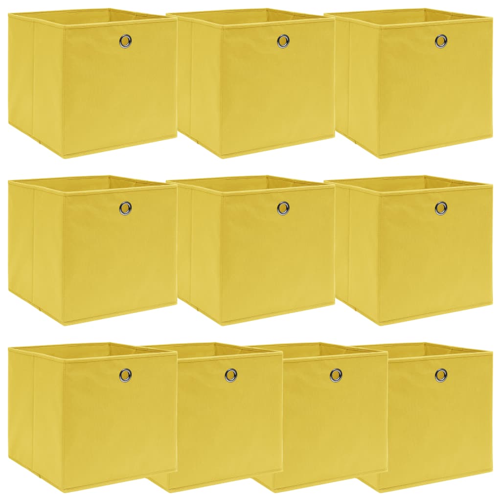 Boîtes de rangement Vidaxl 10 PCS 32x32x32 cm Tissu jaune