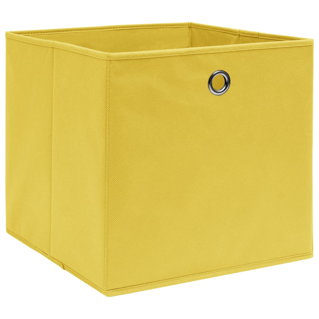 Scatole di archiviazione Vidaxl 10 pezzi 32x32x32 cm tessuto giallo