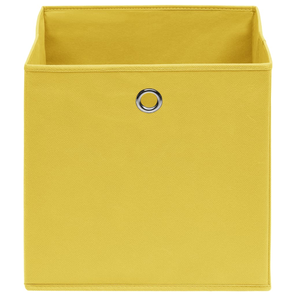 Scatole di archiviazione Vidaxl 10 pezzi 32x32x32 cm tessuto giallo