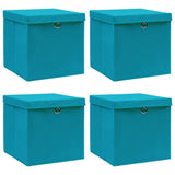 Boîtes de rangement vidaxl avec couvercle 4 pcs 32x32x32 cm tissu bébé bleu