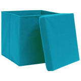 Boîtes de rangement vidaxl avec couvercle 4 pcs 32x32x32 cm tissu bébé bleu