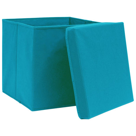 Boîtes de rangement vidaxl avec couvercle 4 pcs 32x32x32 cm tissu bébé bleu